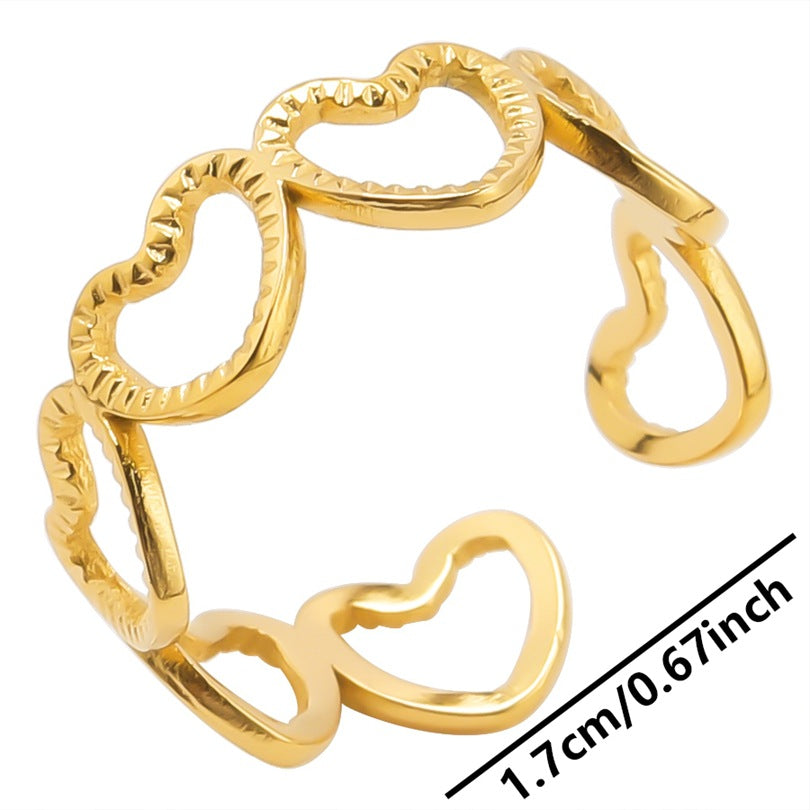 Simple Style Heart Shape Stainless Steel Plating Gold Plated Rings