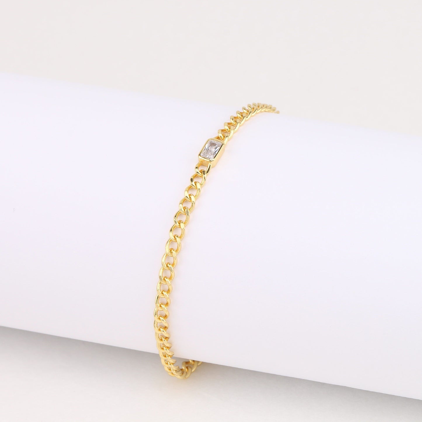 Elegant Rectangle Sterling Silver Zircon Bracelets In Bulk