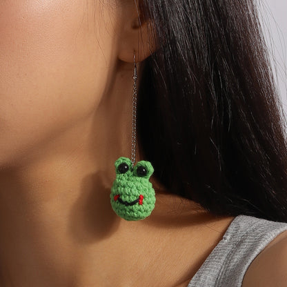 1 Pair Cute Bear Pig Frog Knit Zinc Alloy Drop Earrings