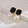 1 Pair Simple Style Round Square Plating Inlay Stainless Steel Pearl Drop Earrings