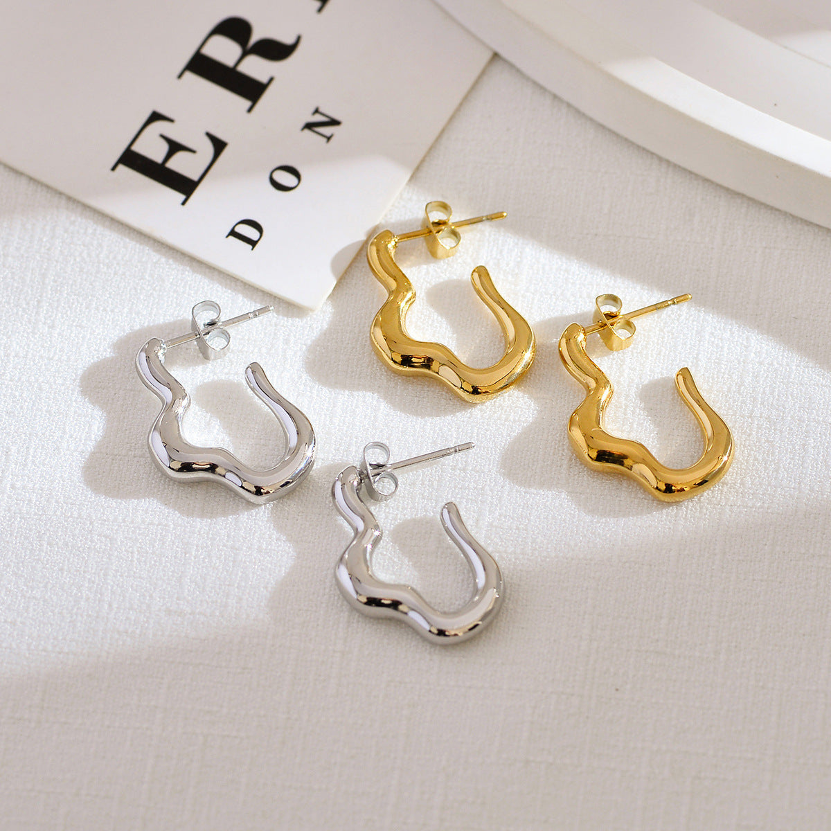 1 Pair Ig Style Simple Style Solid Color Plating Stainless Steel 18k Gold Plated Ear Studs