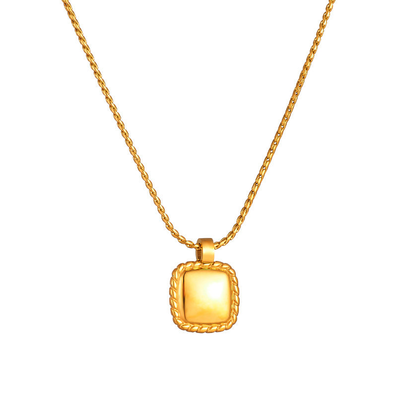 Simple Style Square Stainless Steel Plating 18k Gold Plated Pendant Necklace