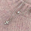 Modern Style Cross Sterling Silver Zircon Double Layer Necklaces In Bulk