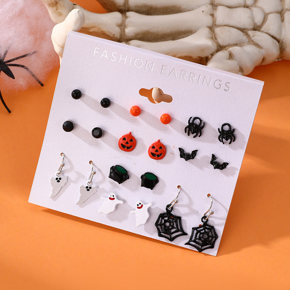 1 Set Exaggerated Funny Halloween Pattern Spider Spider Web Arylic Ear Studs