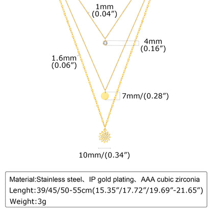 Simple Style Flower Stainless Steel Plating Inlay Zircon 18k Gold Plated Necklace