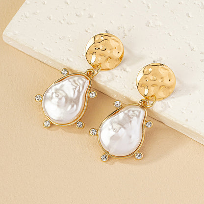 1 Pair Elegant Luxurious Lady Geometric Plating Inlay Alloy Artificial Pearls 14k Gold Plated Drop Earrings