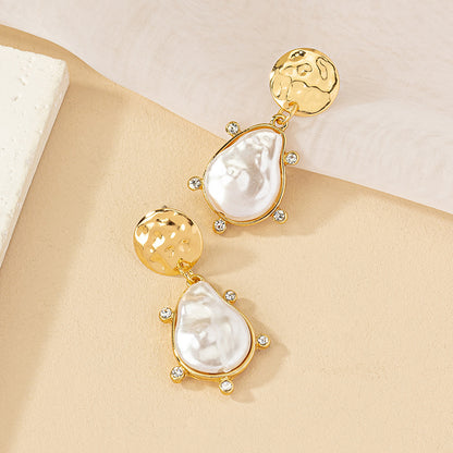 1 Pair Elegant Luxurious Lady Geometric Plating Inlay Alloy Artificial Pearls 14k Gold Plated Drop Earrings