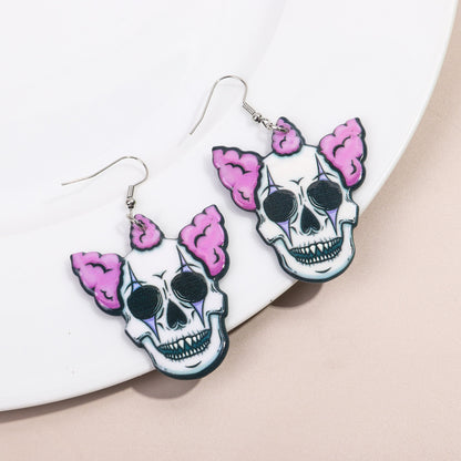 1 Pair Modern Style Streetwear Skull Arylic Drop Earrings