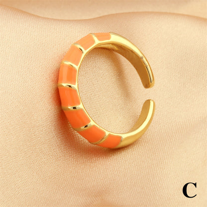 Romantic Sweet Twist Copper Enamel Plating 18k Gold Plated Open Rings