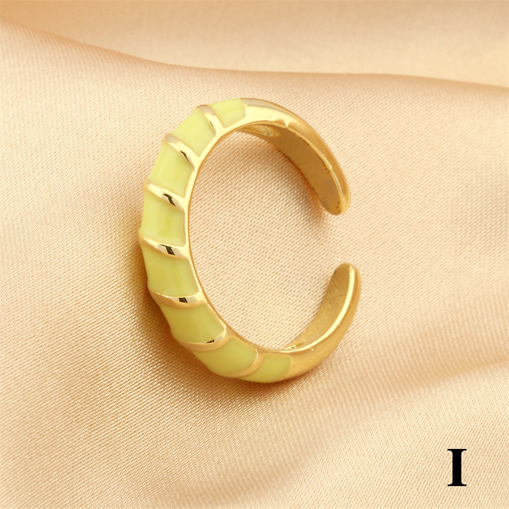 Romantic Sweet Twist Copper Enamel Plating 18k Gold Plated Open Rings