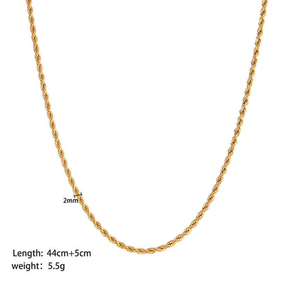 Streetwear Solid Color Stainless Steel Plating Metal 18k Gold Plated Sweater Chain Necklace