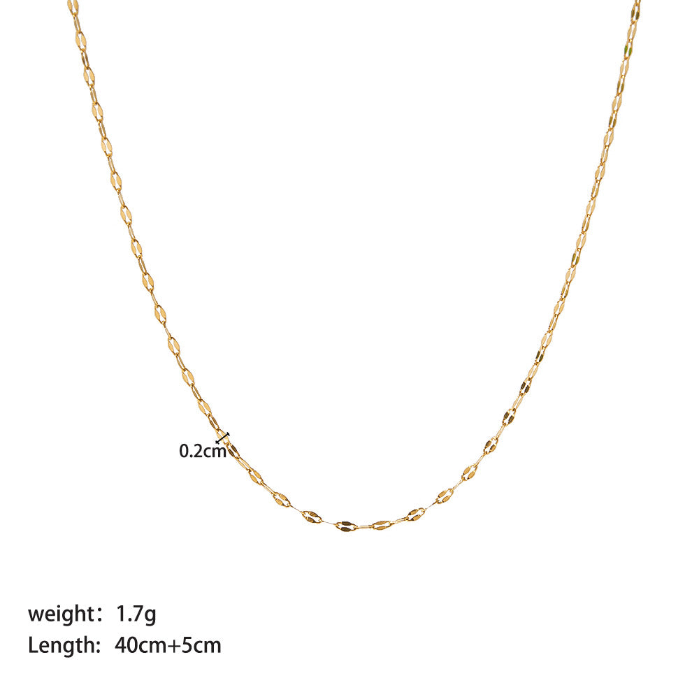 Streetwear Solid Color Stainless Steel Plating Metal 18k Gold Plated Sweater Chain Necklace