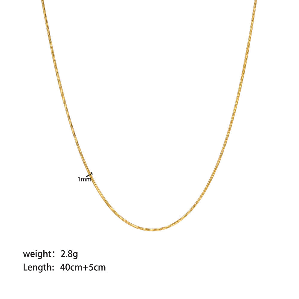 Streetwear Solid Color Stainless Steel Plating Metal 18k Gold Plated Sweater Chain Necklace