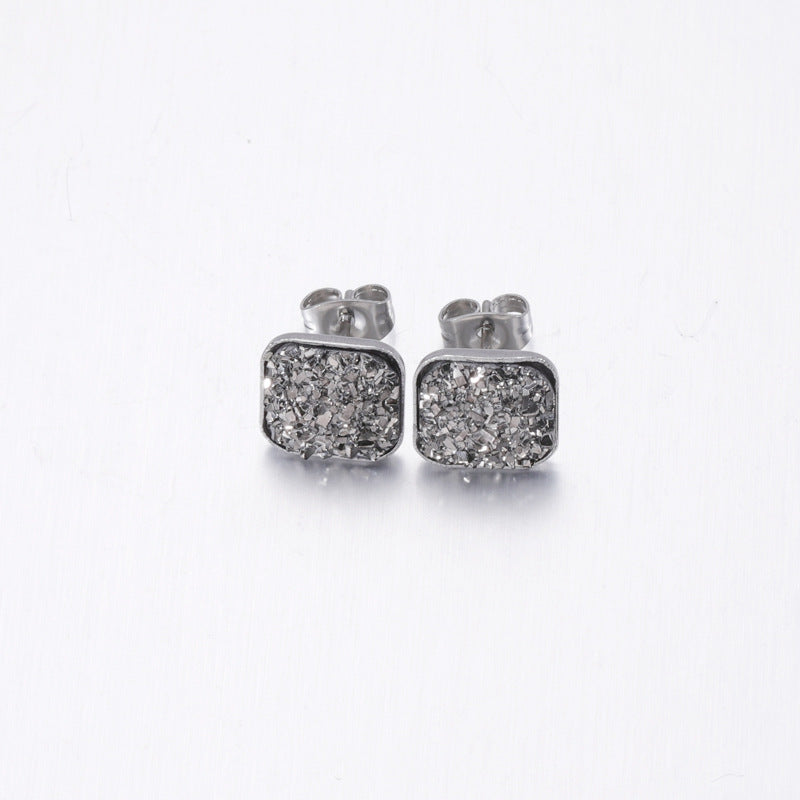 1 Pair Elegant Simple Style Geometric Plating Inlay Stainless Steel Artificial Rhinestones Gold Plated Silver Plated Ear Studs