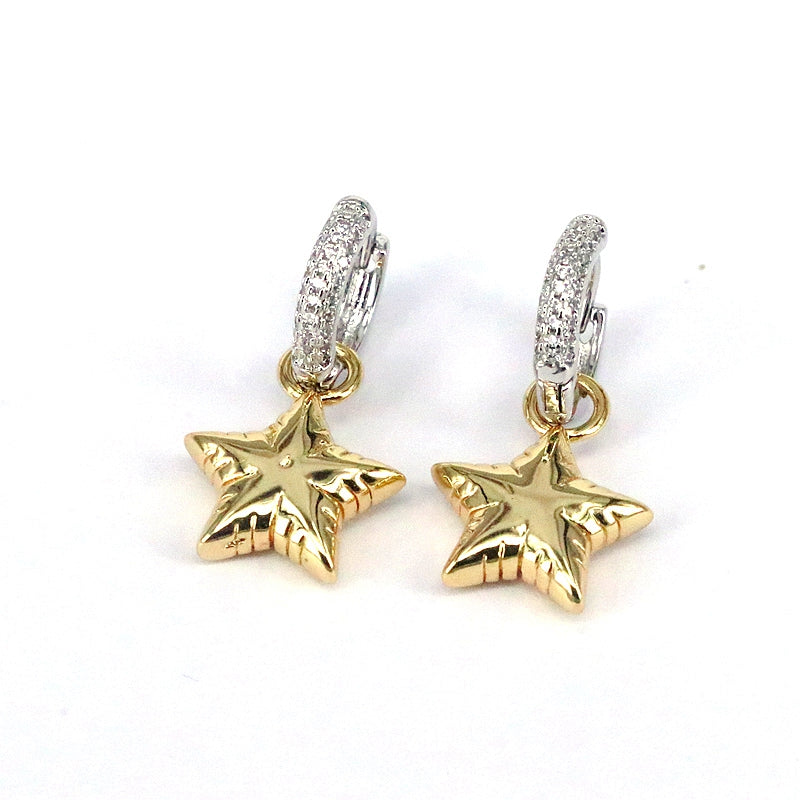 1 Pair Vintage Style Sweet Simple Style Star Heart Shape Inlay Copper Zircon Gold Plated Drop Earrings