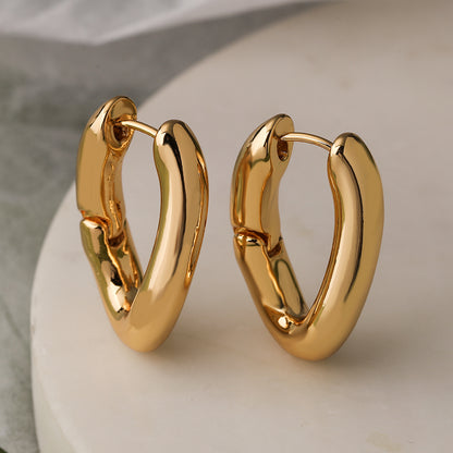 1 Pair Simple Style Commute Geometric Plating Copper 18k Gold Plated Earrings