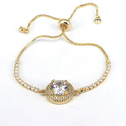 Sweet Round Copper 18k Gold Plated Zircon Bracelets In Bulk