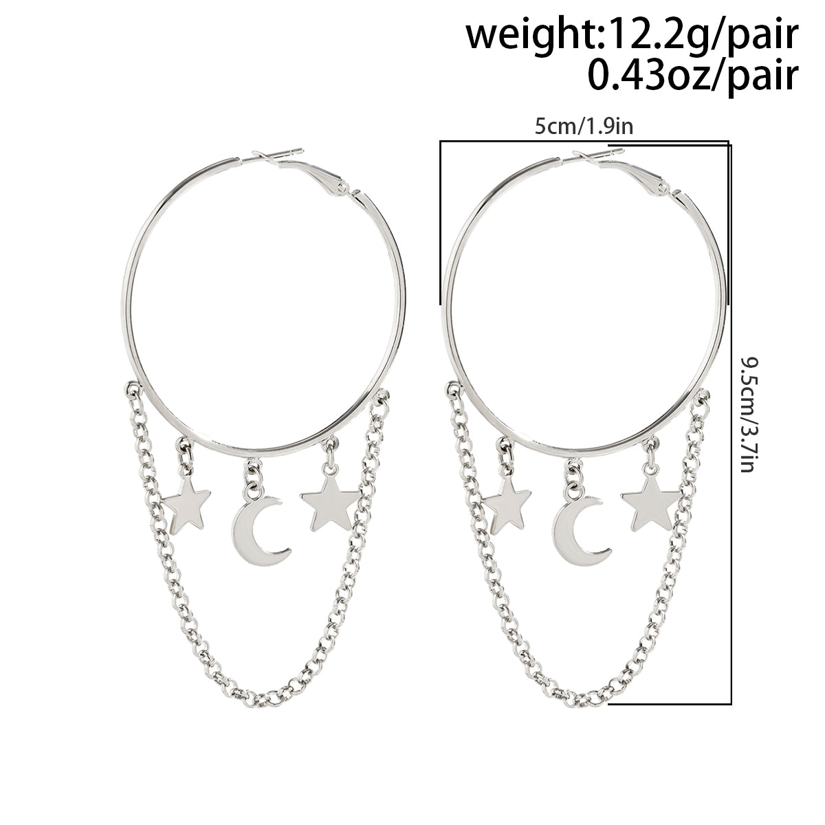 Wholesale Jewelry Exaggerated Vacation Round Star Moon Alloy Iron Hollow Out Earrings