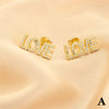 1 Pair Simple Style Letter Plating Inlay Copper Zircon 18k Gold Plated Ear Studs