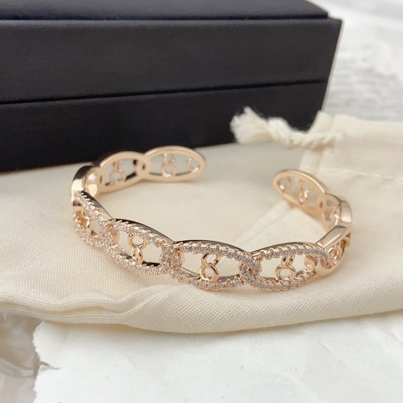 1 Piece Fashion Copper Plating Inlay Zircon Bangle