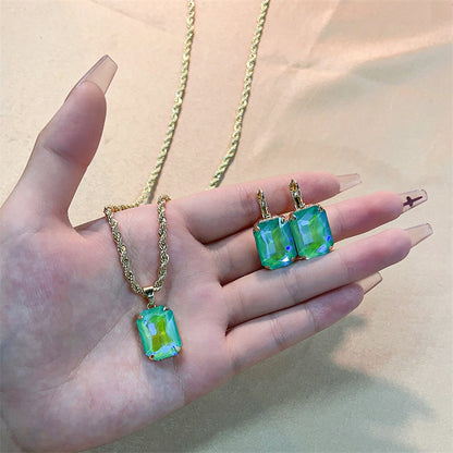 Casual Vintage Style Rectangle Stainless Steel Copper Plating Inlay Glass Gold Plated Jewelry Set