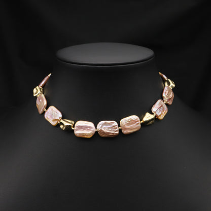 Retro Solid Color Freshwater Pearl Plating 18k Gold Plated Necklace