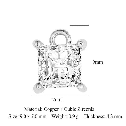 Modern Style Round Square Copper Zircon Charms In Bulk