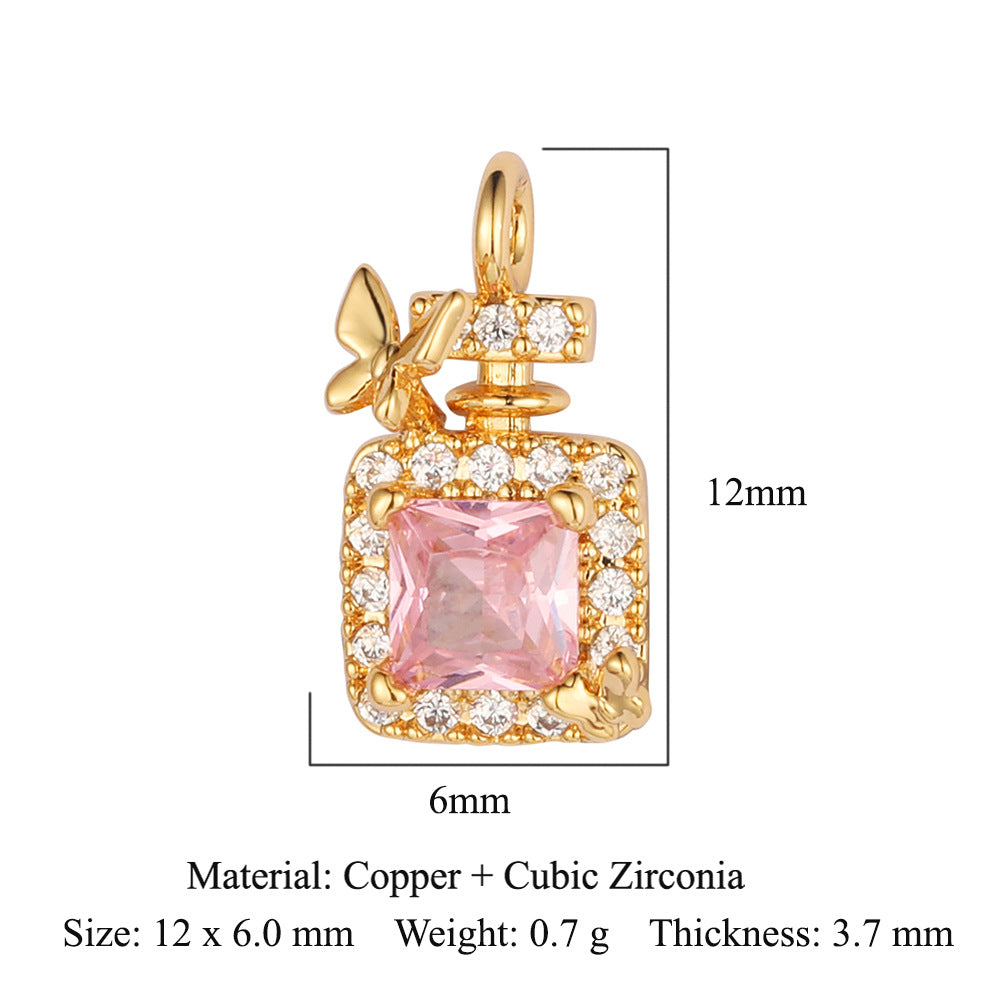 Modern Style Round Square Copper Zircon Charms In Bulk