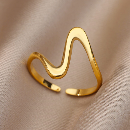 Wholesale Hip-hop Modern Style Waves Stainless Steel Plating 18k Gold Plated Open Rings