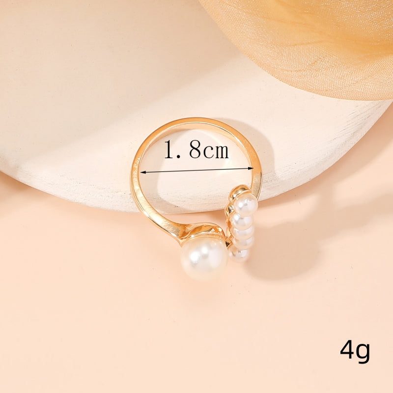 Wholesale Jewelry Elegant Pearl Alloy Gold Plated Asymmetrical Rings