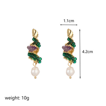 1 Pair Elegant Shiny The Answer Pearl Plating Inlay Copper Crystal 18k Gold Plated Drop Earrings