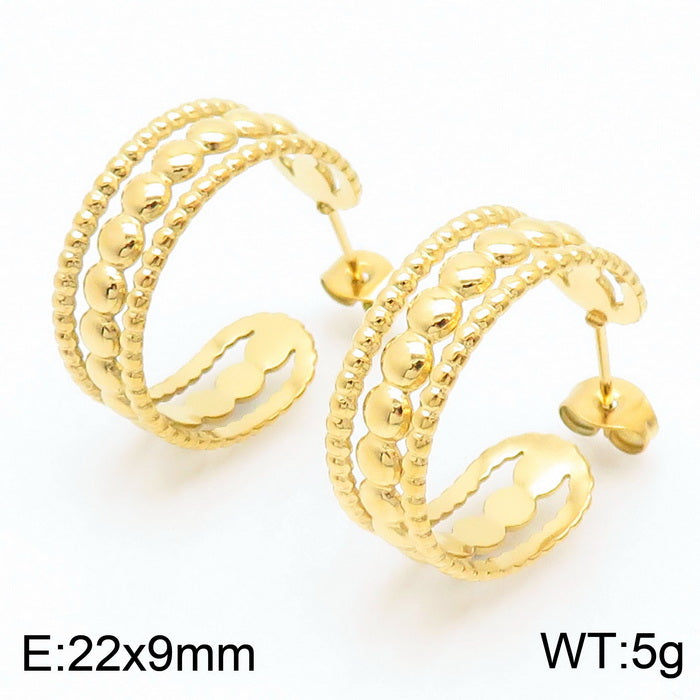 1 Pair Bridal Shiny C Shape Plating Stainless Steel 18k Gold Plated Ear Studs