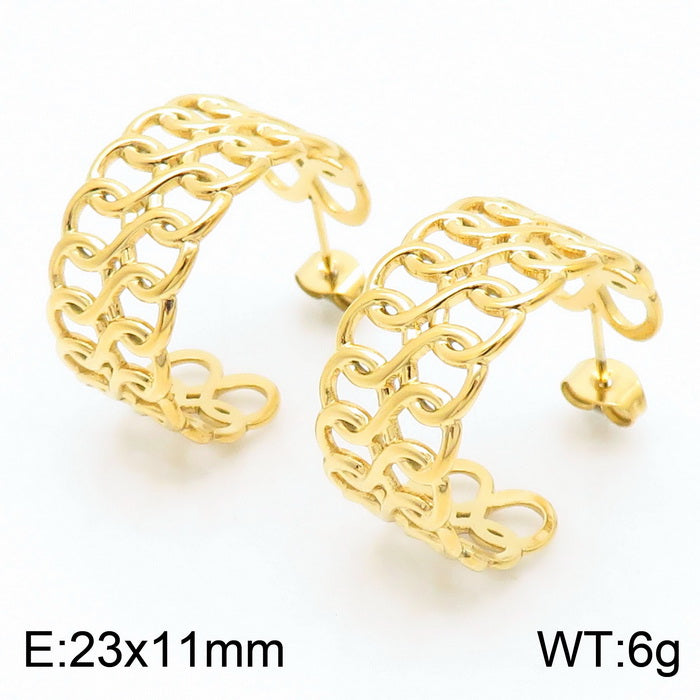 1 Pair Bridal Shiny C Shape Plating Stainless Steel 18k Gold Plated Ear Studs