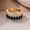 Simple Style Water Droplets Copper Plating Inlay Zircon 18k Gold Plated Open Rings