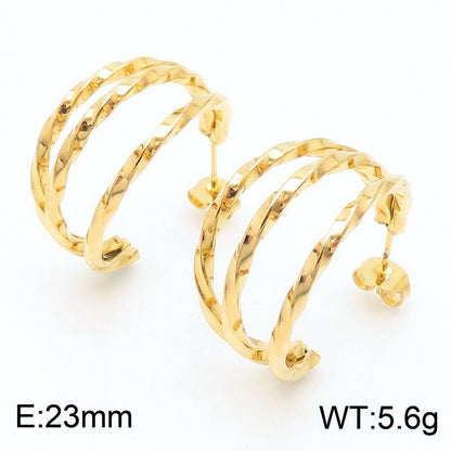 1 Pair Bridal Shiny C Shape Plating Stainless Steel 18k Gold Plated Ear Studs