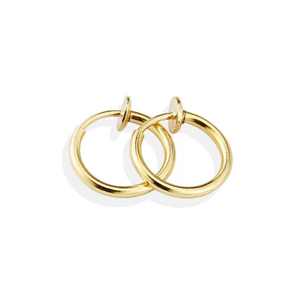 1 Pair Casual Punk Simple Style Circle Lines Polishing Plating Stainless Steel Gold Plated Hoop Earrings