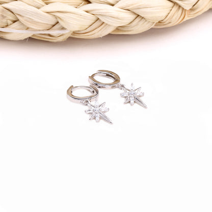 1 Pair Ig Style Star Plating Inlay Sterling Silver Zircon White Gold Plated Gold Plated Drop Earrings