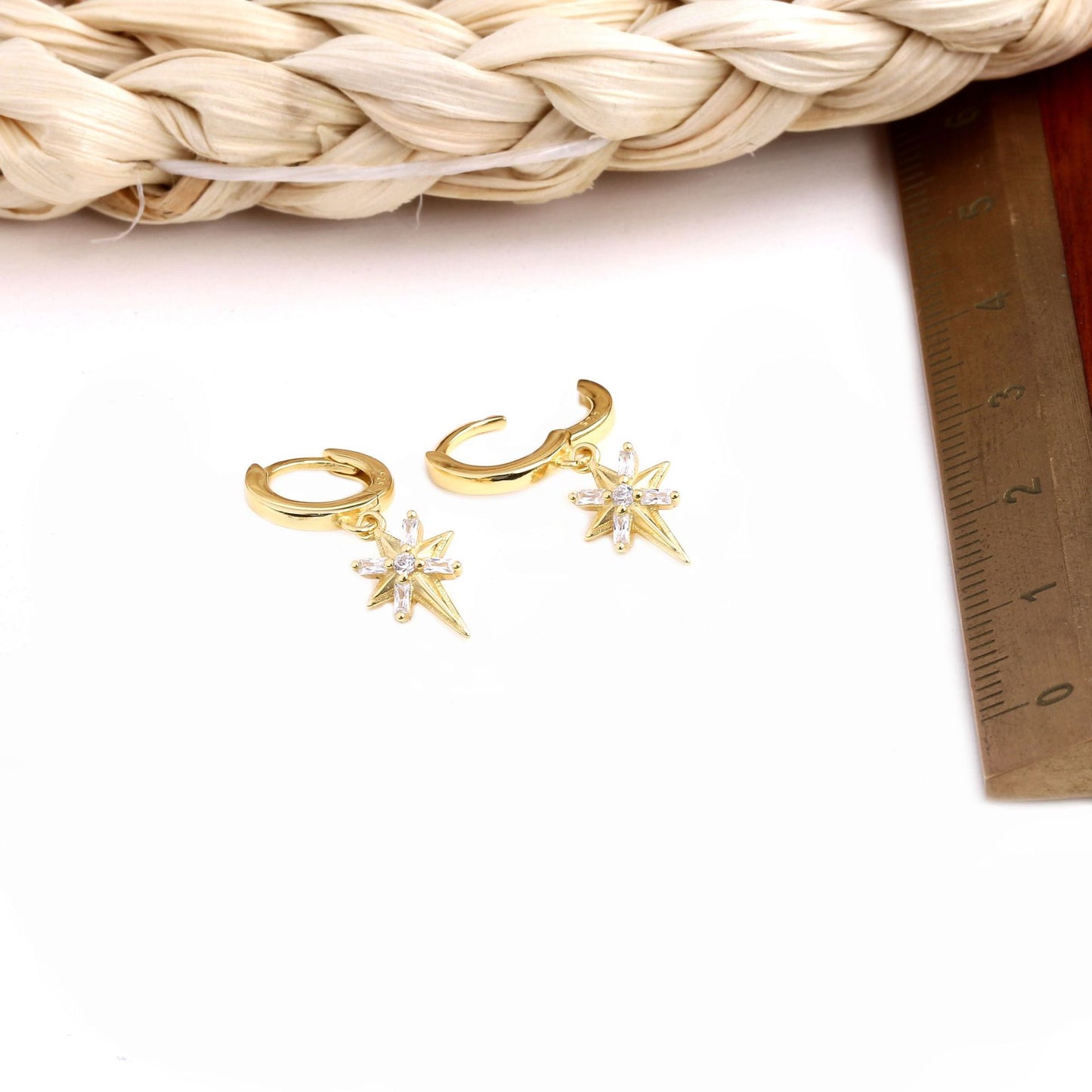 1 Pair Ig Style Star Plating Inlay Sterling Silver Zircon White Gold Plated Gold Plated Drop Earrings