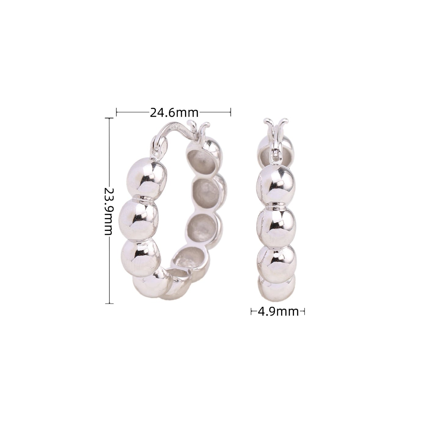 1 Pair Simple Style Round Solid Color Plating Sterling Silver Earrings