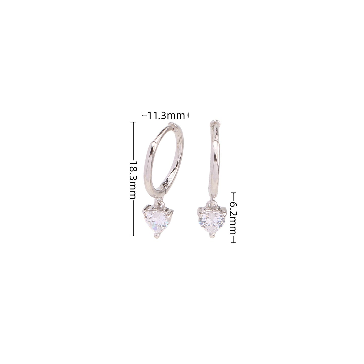 1 Pair Ig Style Shiny Heart Shape Plating Inlay Sterling Silver Zircon White Gold Plated Gold Plated Drop Earrings