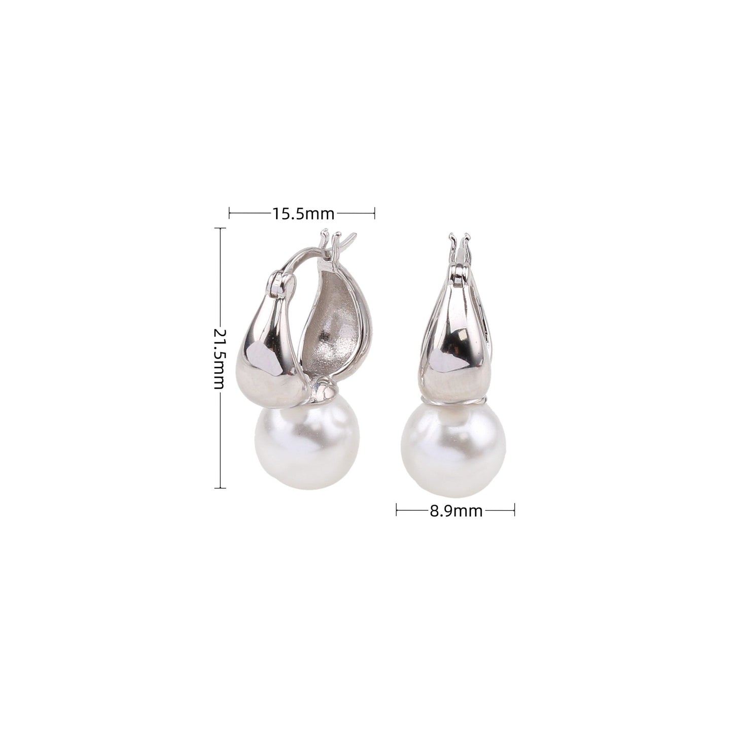 1 Pair Ig Style Simple Style Round Plating Inlay Sterling Silver Pearl White Gold Plated Gold Plated Earrings