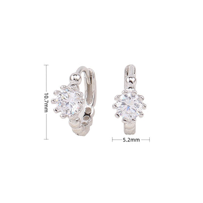 1 Pair Ig Style Simple Style Round Plating Inlay Sterling Silver Zircon White Gold Plated Gold Plated Earrings