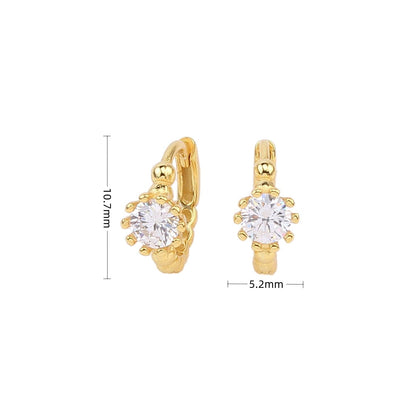 1 Pair Ig Style Simple Style Round Plating Inlay Sterling Silver Zircon White Gold Plated Gold Plated Earrings