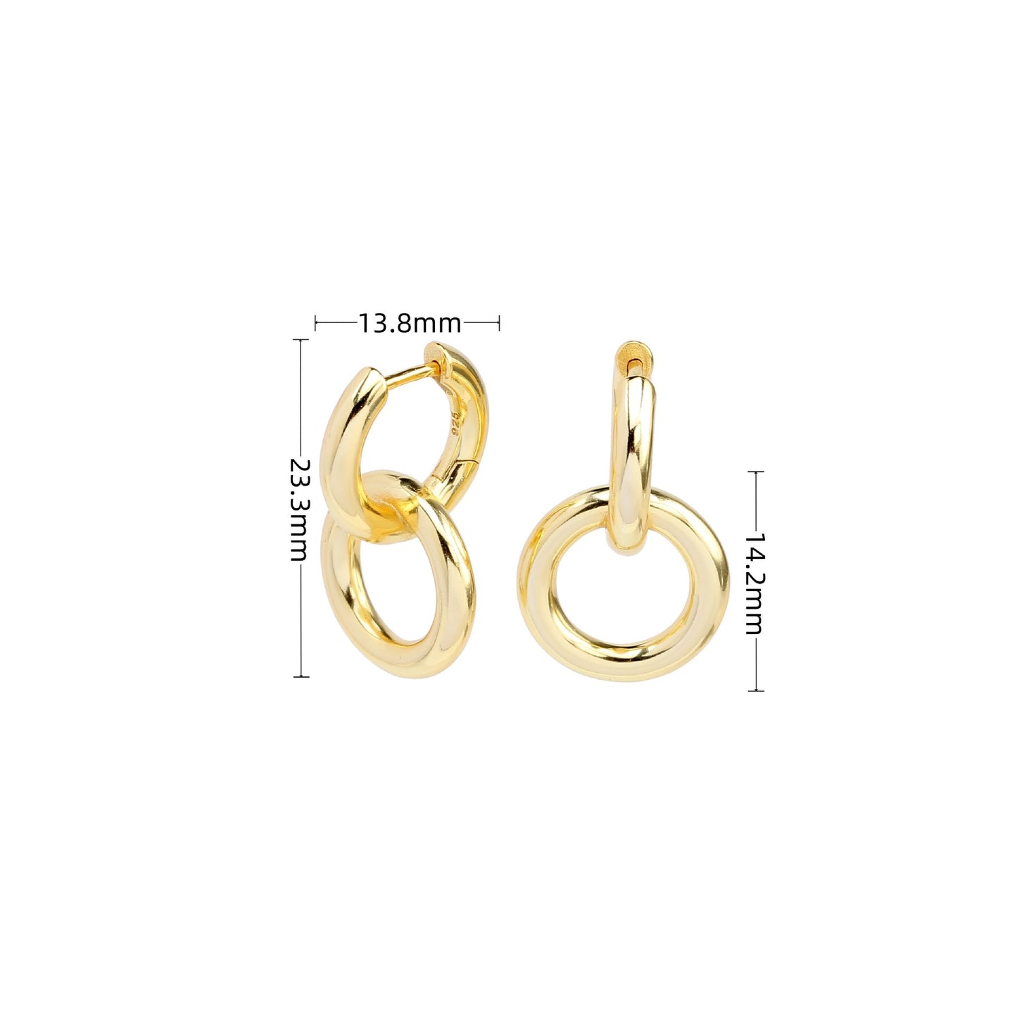 1 Pair Simple Style Circle Plating Sterling Silver White Gold Plated Gold Plated Drop Earrings