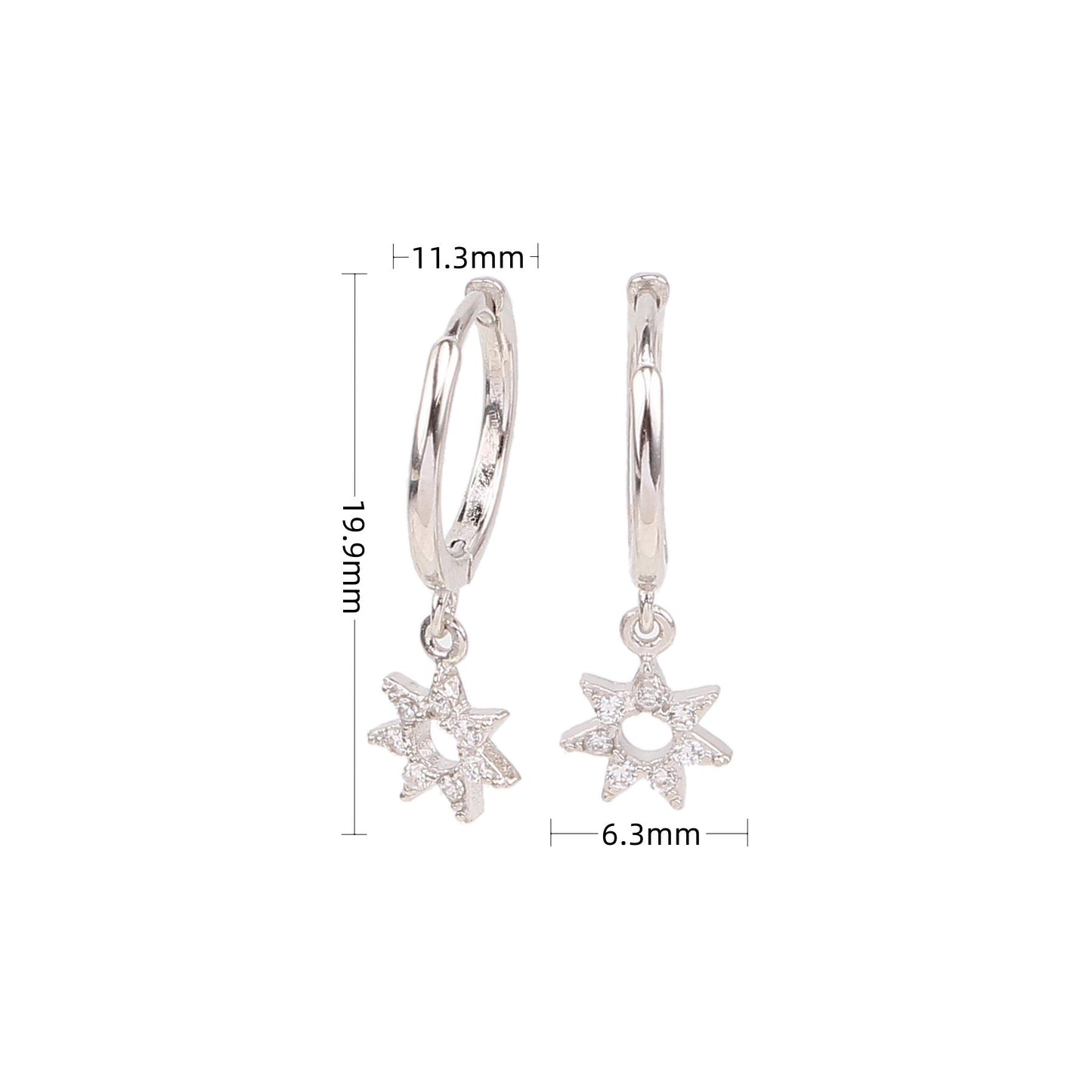 1 Pair Ig Style Simple Style Star Plating Hollow Out Inlay Sterling Silver Zircon White Gold Plated Gold Plated Drop Earrings