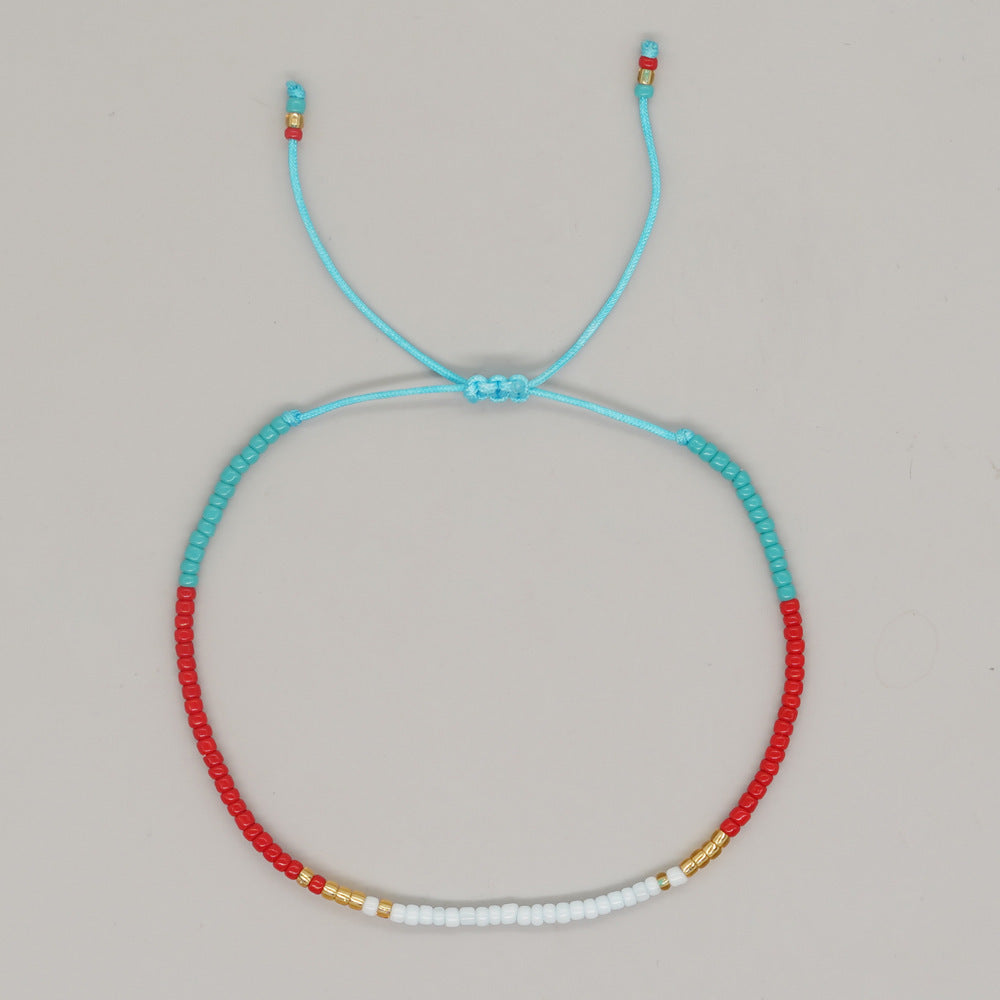 Bohemian Solid Color Seed Bead Wholesale Drawstring Bracelets