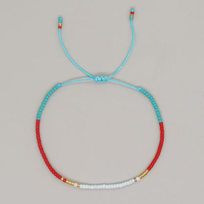 Bohemian Solid Color Seed Bead Wholesale Drawstring Bracelets