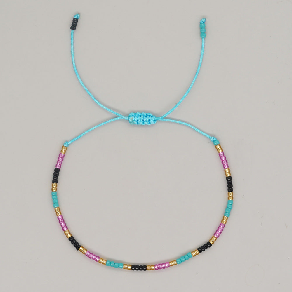 Bohemian Solid Color Seed Bead Wholesale Drawstring Bracelets