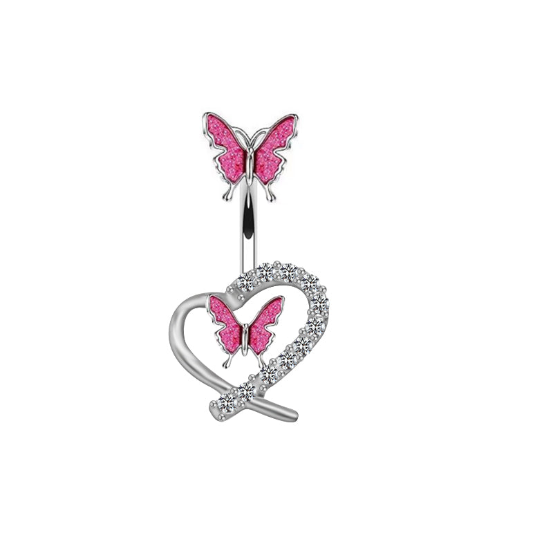 Cute Queen Bridal Four Leaf Clover Star Heart Shape Copper White Gold Plated Gold Plated Rhinestones Belly Ring In Bulk