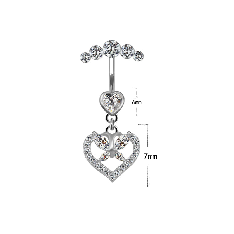 Cute Queen Bridal Four Leaf Clover Star Heart Shape Copper White Gold Plated Gold Plated Rhinestones Belly Ring In Bulk